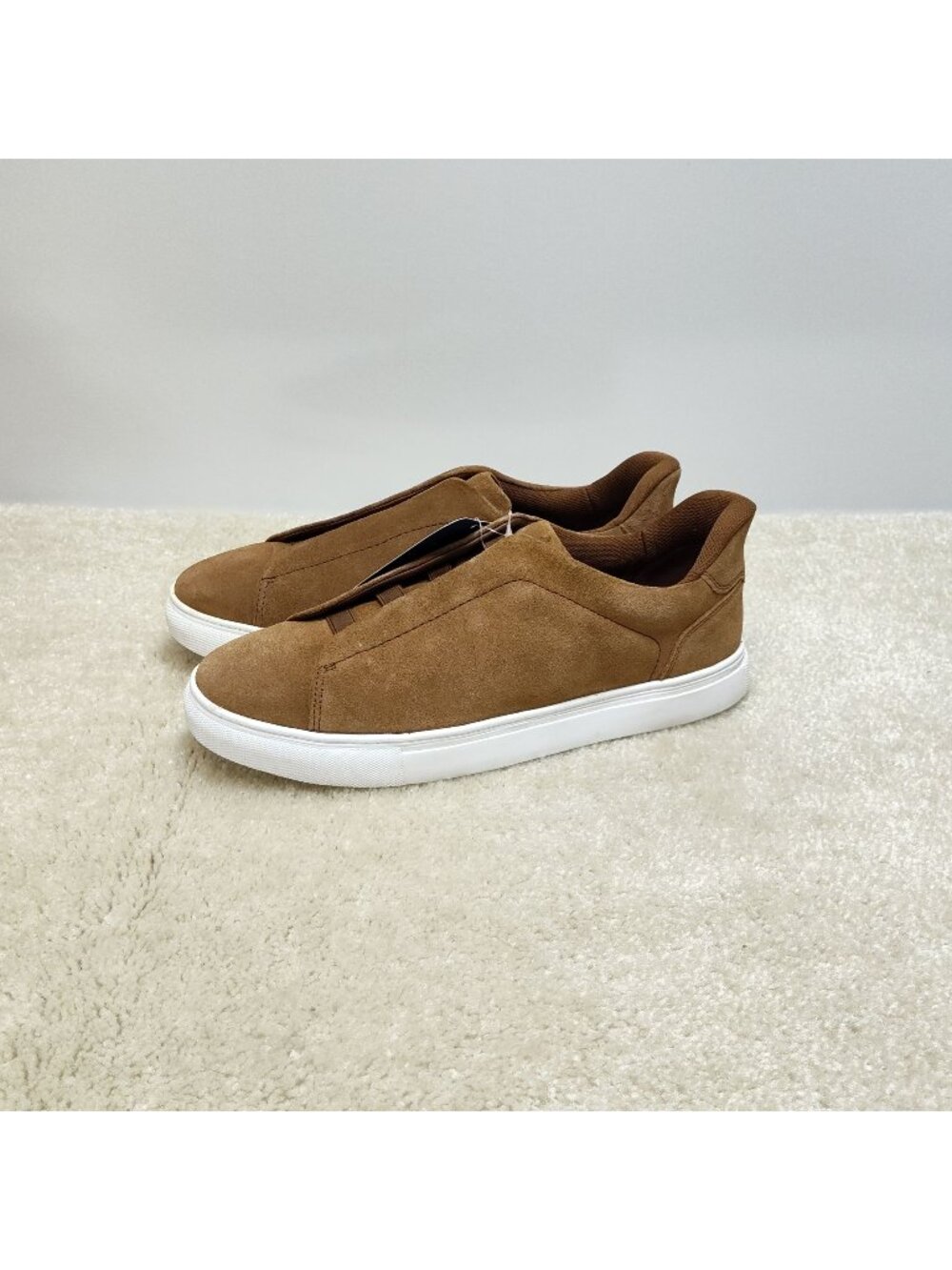 George Gore Slip On Sneakers Men 9.5 Suede Leather Cognac Brown Skater Shoes NWT
